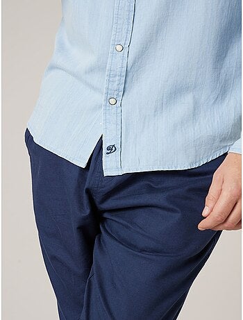 Chemise homme en coton chambray délavé clair 'Deeluxe'