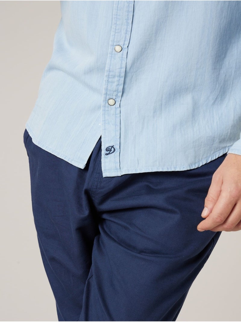 Chemise homme en coton chambray délavé clair 'Deeluxe' Bleu - Kiabi
