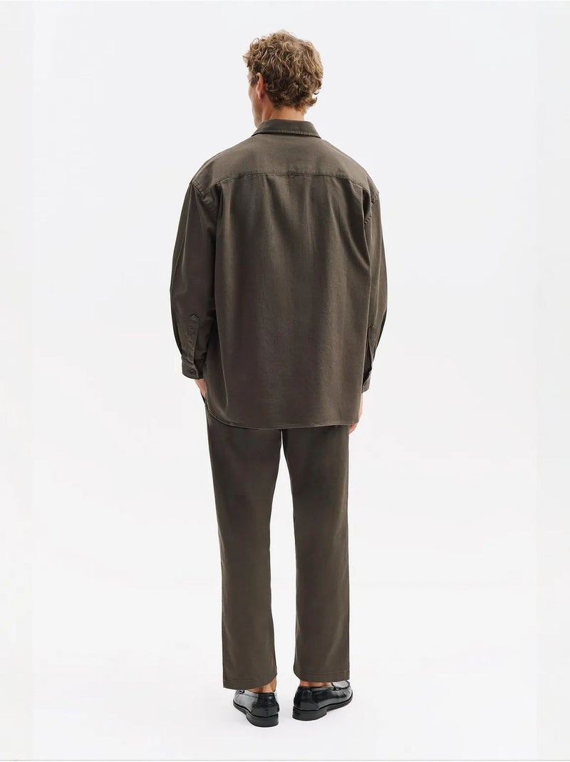 Chemise homme en coton et élasthanne giesto Vert kaki - Kiabi