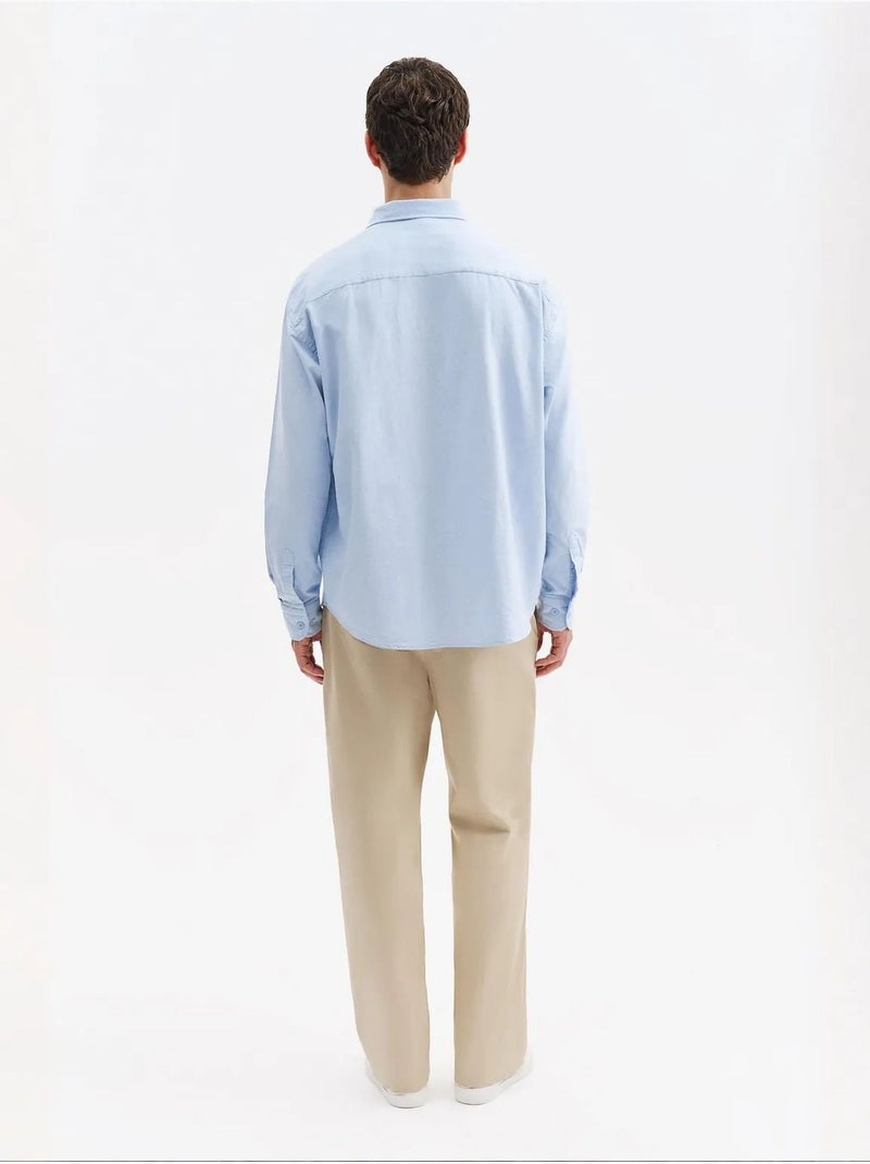 Chemise homme en coton giesto Bleu ciel - Kiabi