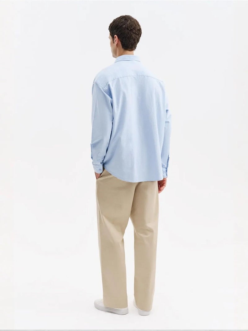 Chemise homme en coton giesto Bleu ciel - Kiabi