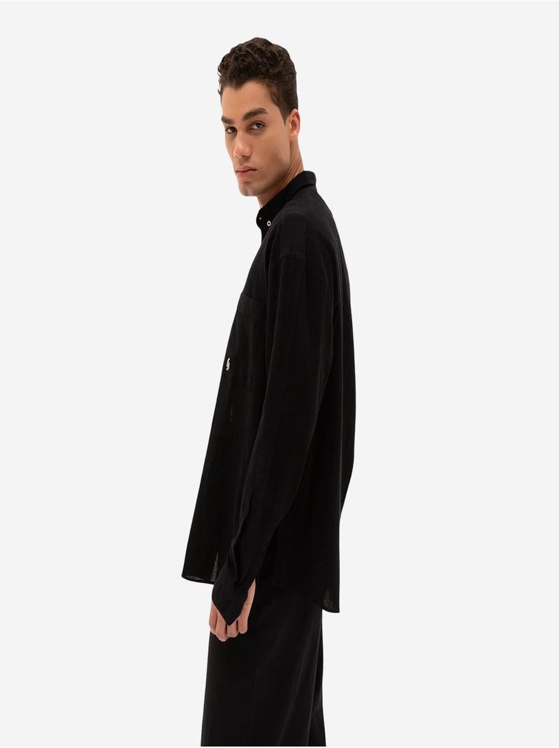 Chemise homme en coton giesto Noir - Kiabi