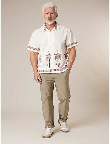 Chemise homme en coton motif palmier 'Deeluxe'