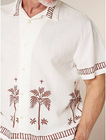 Chemise homme en coton motif palmier 'Deeluxe'
