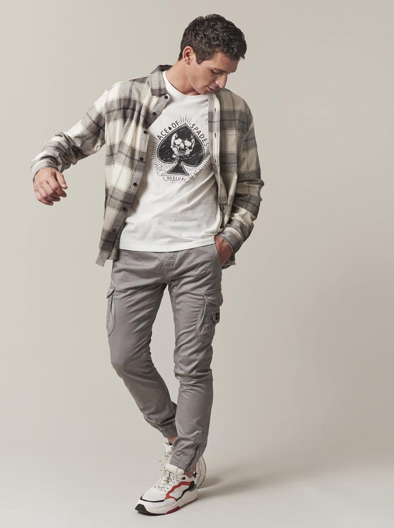 Chemise homme en flanelle de coton et motif carreaux 'Deeluxe' Gris - Kiabi