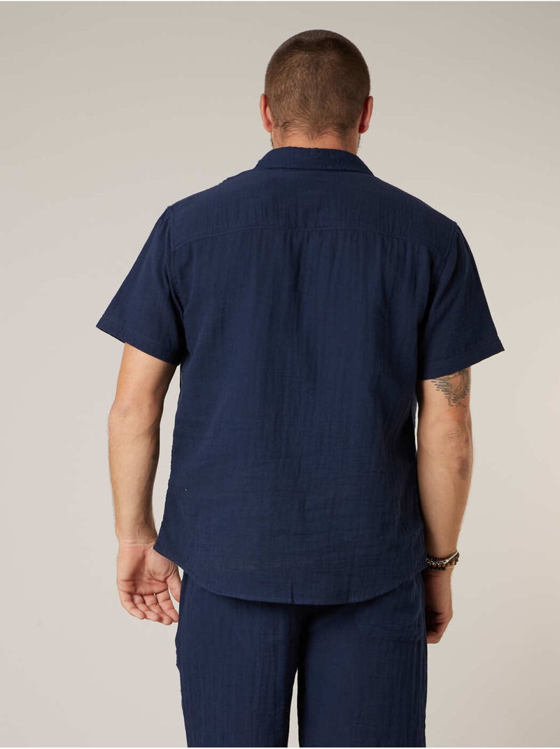 Chemise homme en gaze de coton 'Deeluxe' Bleu marine - Kiabi