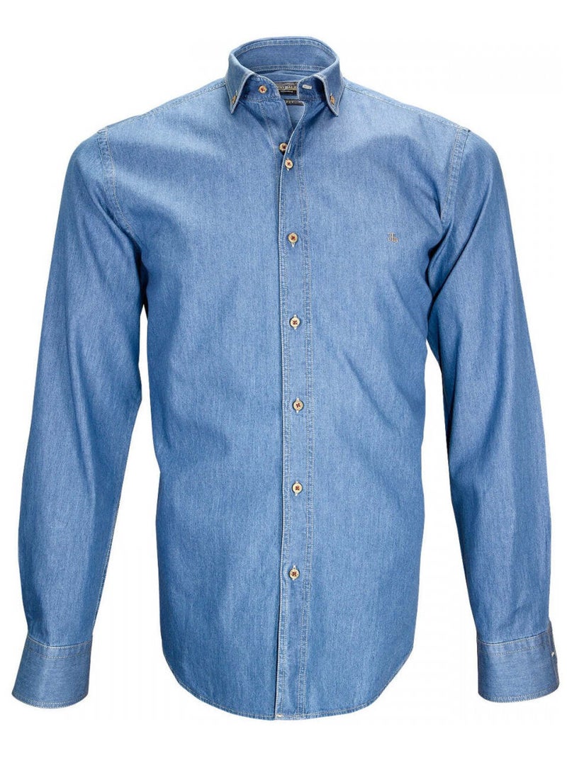 Chemise homme en jeans coupe cintrée DENIM Emporio balzani Bleu marine - Kiabi