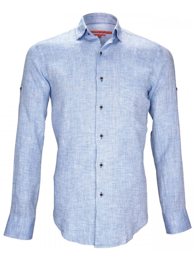 Chemise homme en lin coupe cintrée GAO Andrew Mac Allister Bleu , 41 Bleu - Kiabi