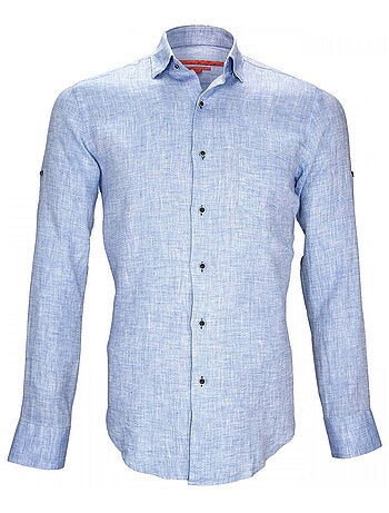 Chemise homme en lin coupe cintrée GAO Andrew Mac Allister Bleu clair , 45