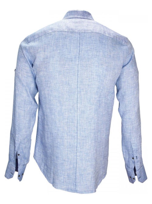 Chemise homme en lin coupe cintrée GAO Andrew Mac Allister Bleu clair , 45 - Kiabi