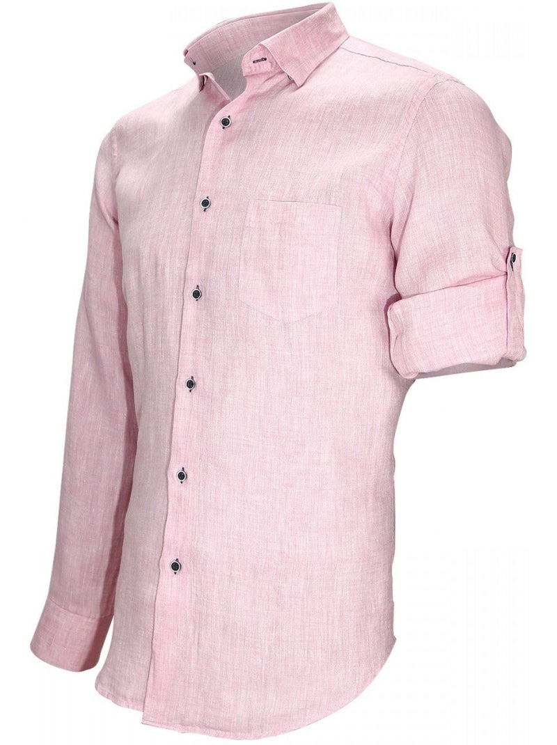 Chemise homme en lin coupe cintrée GAO Andrew Mac Allister Rose , 43 Rose - Kiabi