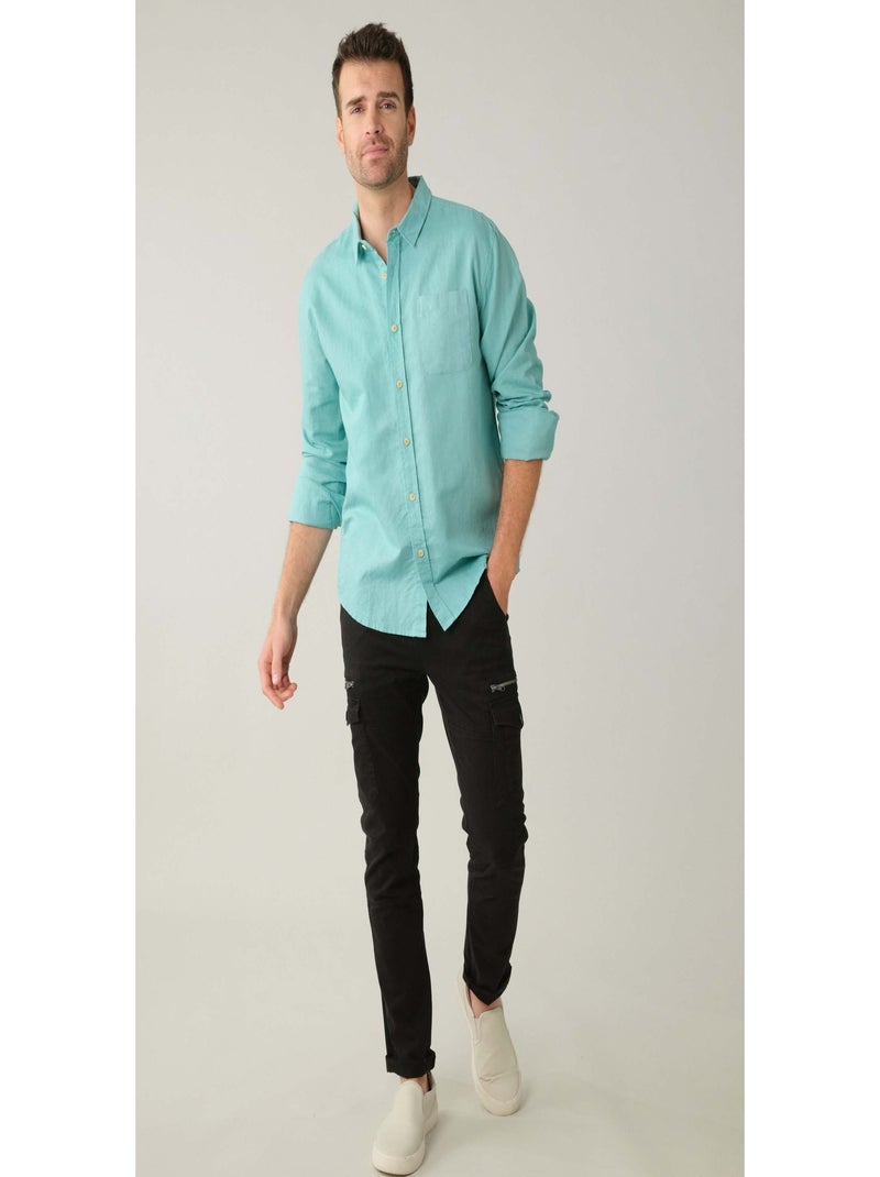 Chemise homme en lin 'Deeluxe' Bleu turquoise - Kiabi