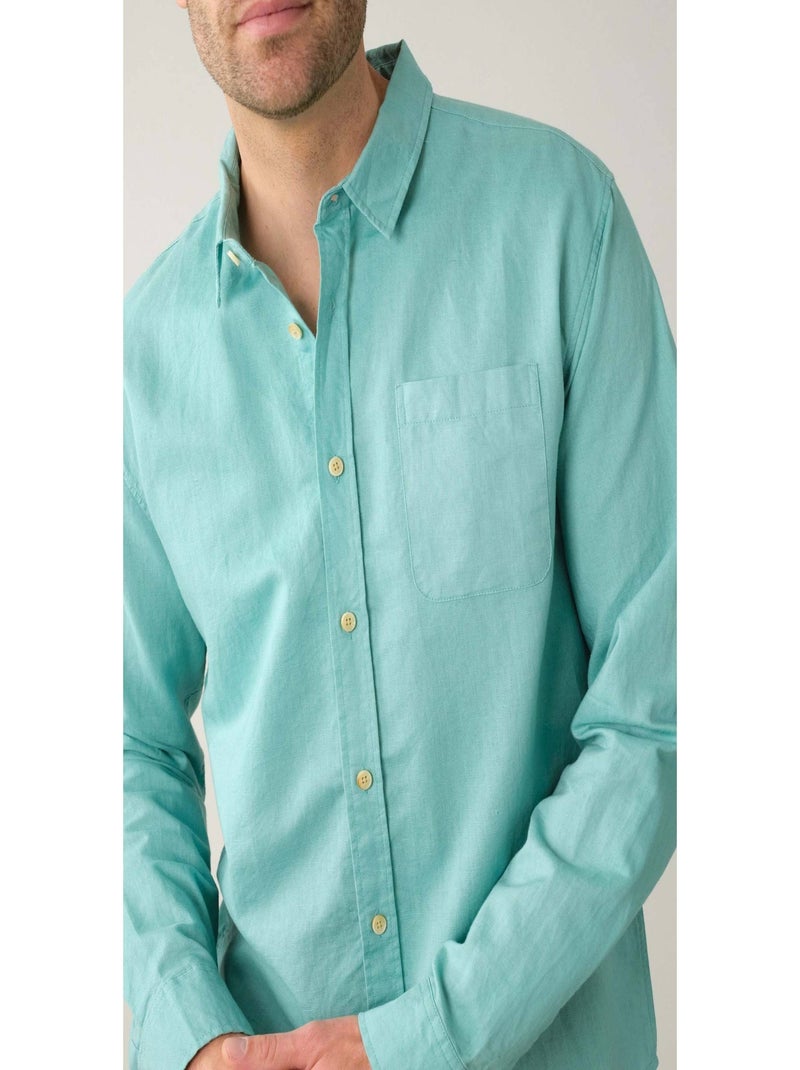 Chemise homme en lin 'Deeluxe' Bleu turquoise - Kiabi