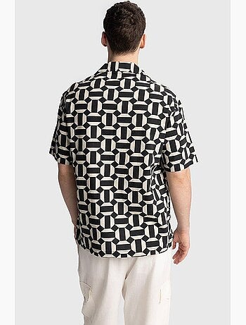 Chemise homme en popeline de coton à motif géométrique giesto