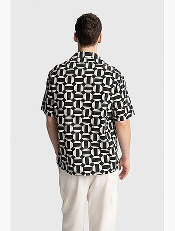 Chemise homme en popeline de coton à motif géométrique giesto