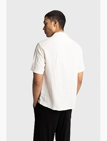 Chemise homme en popeline de coton brodée à manches courtes giesto