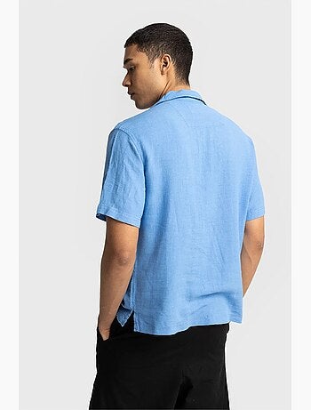 Chemise homme en popeline de coton brodée à manches courtes giesto