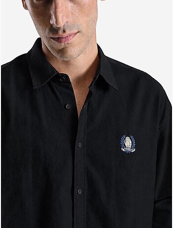 Chemise homme en popeline de coton brodée giesto