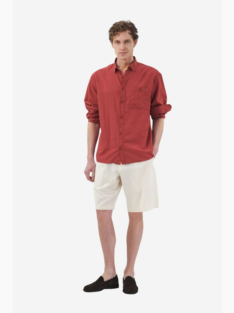 Chemise homme en popeline de coton coupe classique giesto Rouge cachemire - Kiabi