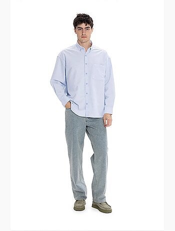 Chemise homme en popeline de coton texturée giesto