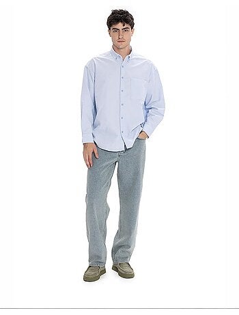 Chemise homme en popeline de coton texturée giesto