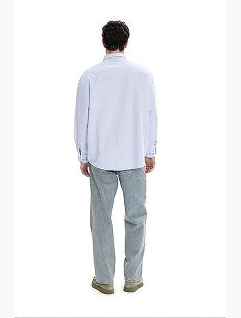Chemise homme en popeline de coton texturée giesto