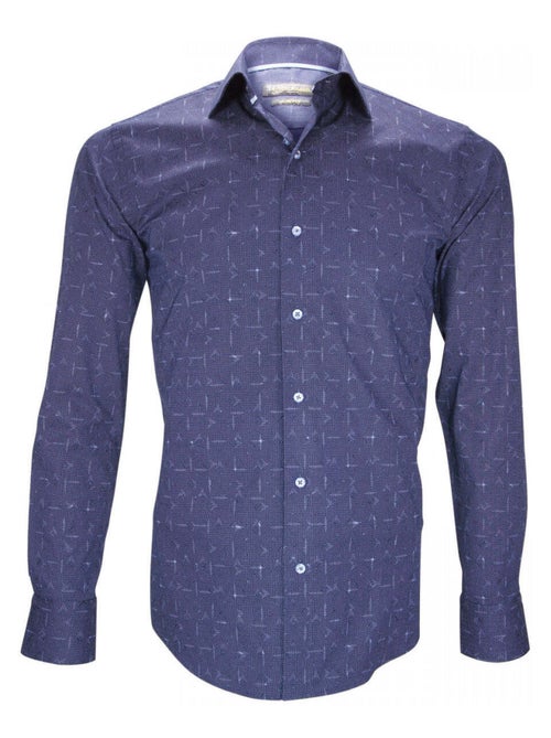 Chemise homme fantaisie coupe cintrée REGGIO Emporio balzani Bleu , 38 - Kiabi