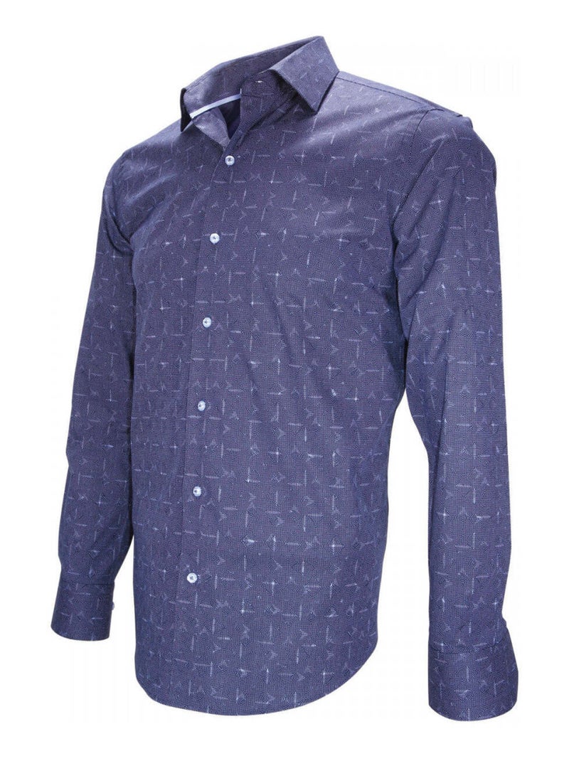 Chemise homme fantaisie coupe cintrée REGGIO Emporio balzani Bleu , 38 Bleu - Kiabi
