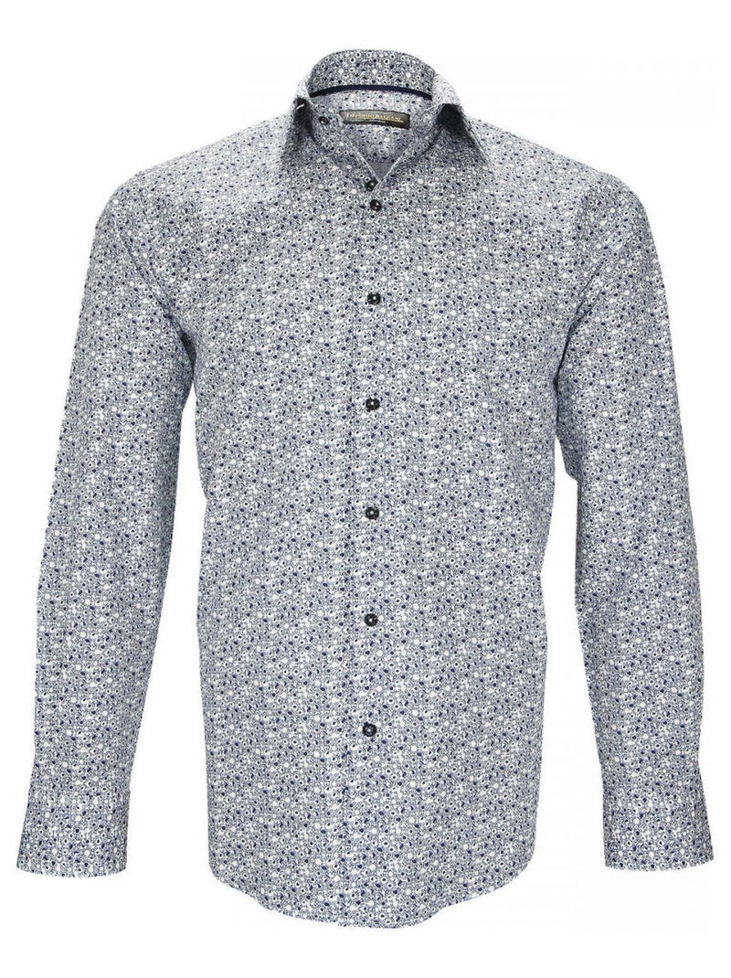 Chemise homme fantaisie coupe droite MIRAFIORI Emporio balzani Blanc , Bleu , 40 Blanc Bleu - Kiabi