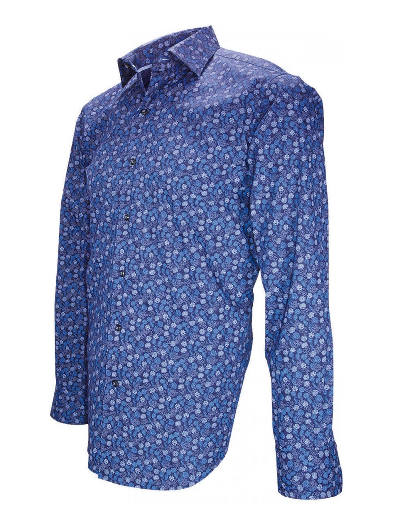 Chemise homme fantaisie coupe droite MIRAFIORI Emporio balzani Blanc Bleu - Kiabi