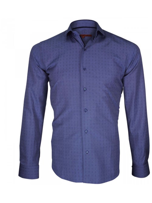Chemise homme fil à fil coupe cintrée BARKING Andrew Mac Allister Bleu , 41 - Kiabi