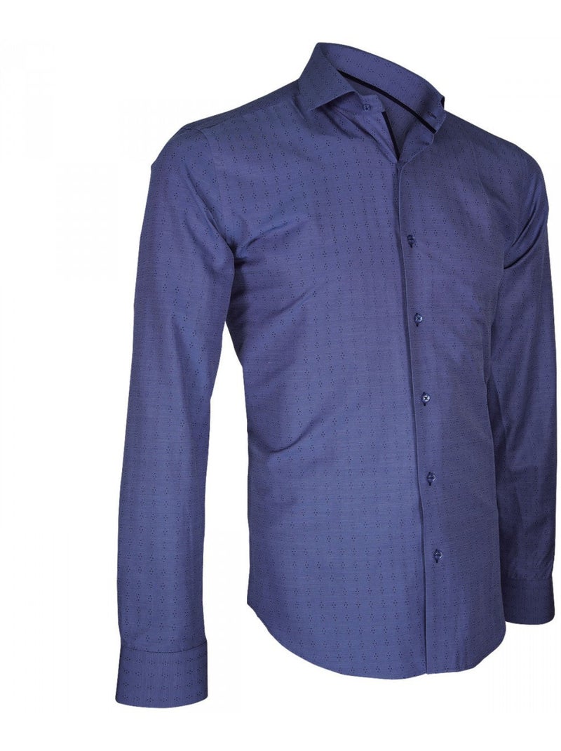 Chemise homme fil à fil coupe cintrée BARKING Andrew Mac Allister Bleu - Kiabi