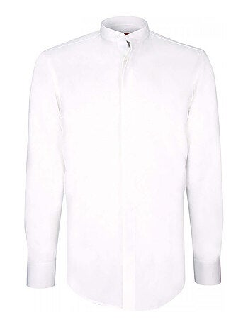 Chemise homme gorge cachée col mao coupe cintrée SONNY Andrew Mac Allister Blanc , 43