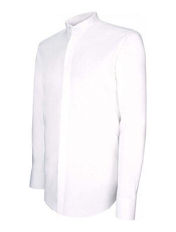 Chemise homme gorge cachée col mao coupe cintrée SONNY Andrew Mac Allister Blanc , 43