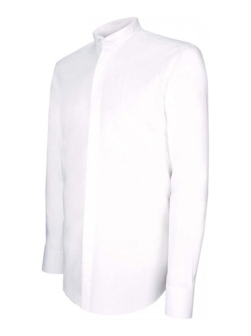 Chemise homme gorge cachée col mao coupe cintrée SONNY Andrew Mac Allister Blanc , 45 - Kiabi