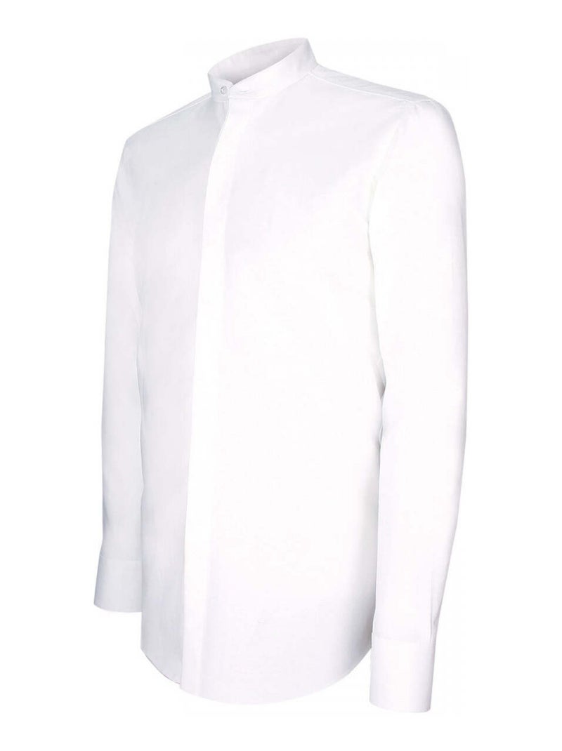 Chemise homme gorge cachée col mao coupe cintrée SONNY Andrew Mac Allister Blanc , 45 Blanc - Kiabi