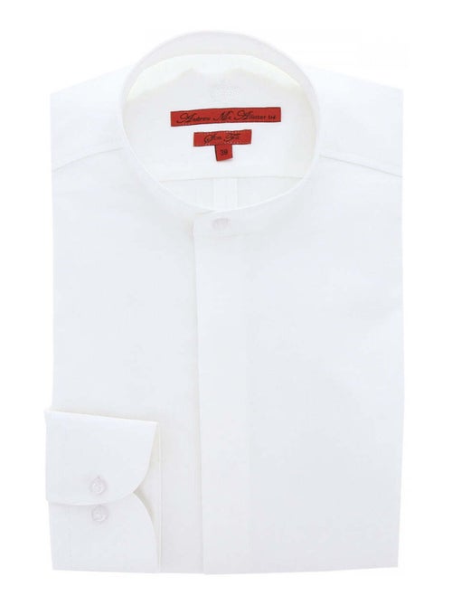 Chemise homme gorge cachée col mao coupe cintrée SONNY Andrew Mac Allister Blanc , 45 - Kiabi