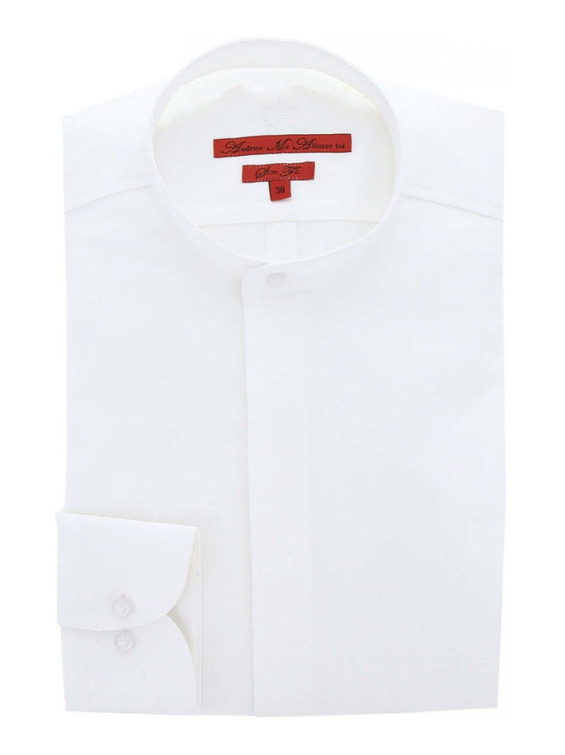 Chemise homme gorge cachée col mao coupe cintrée SONNY Andrew Mac Allister Blanc - Kiabi