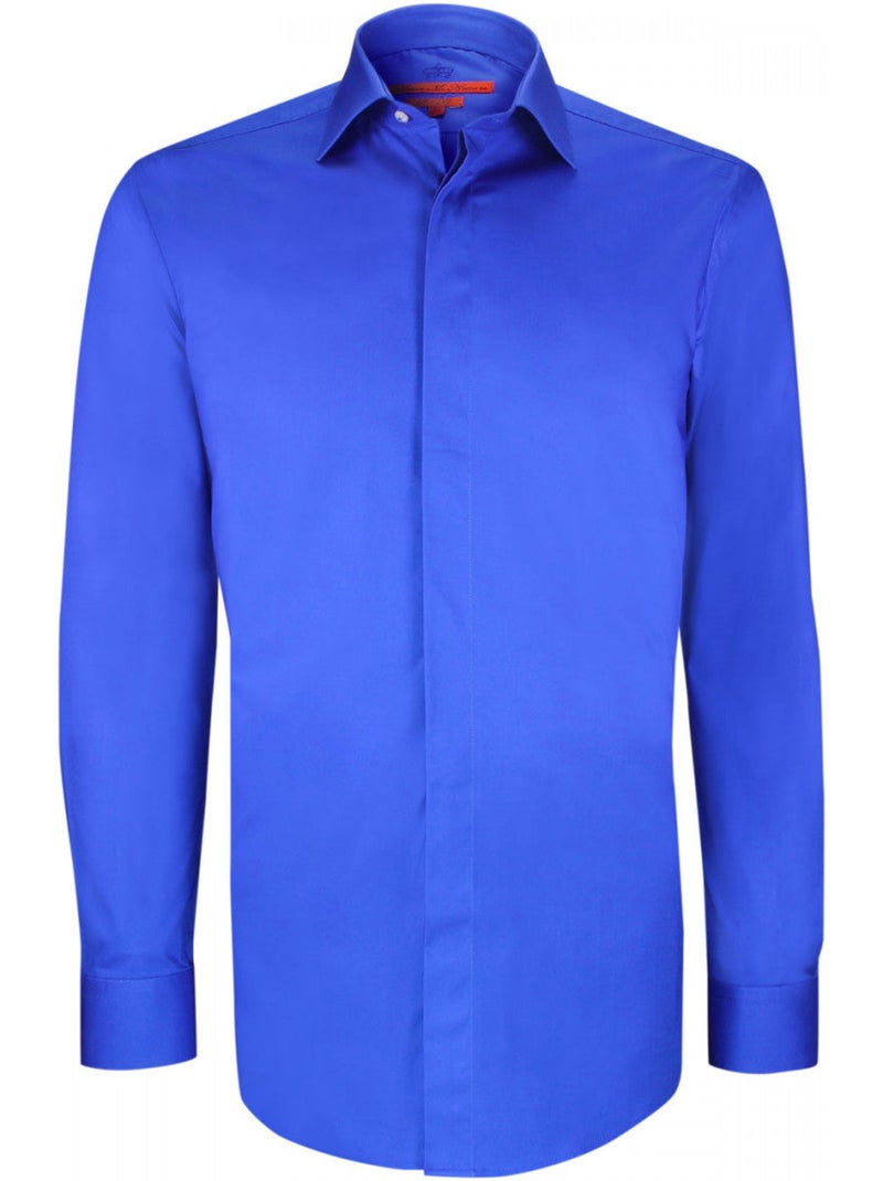 Chemise homme gorge cachée mode coupe cintrée RYAN Andrew Mac Allister Bleu - Kiabi