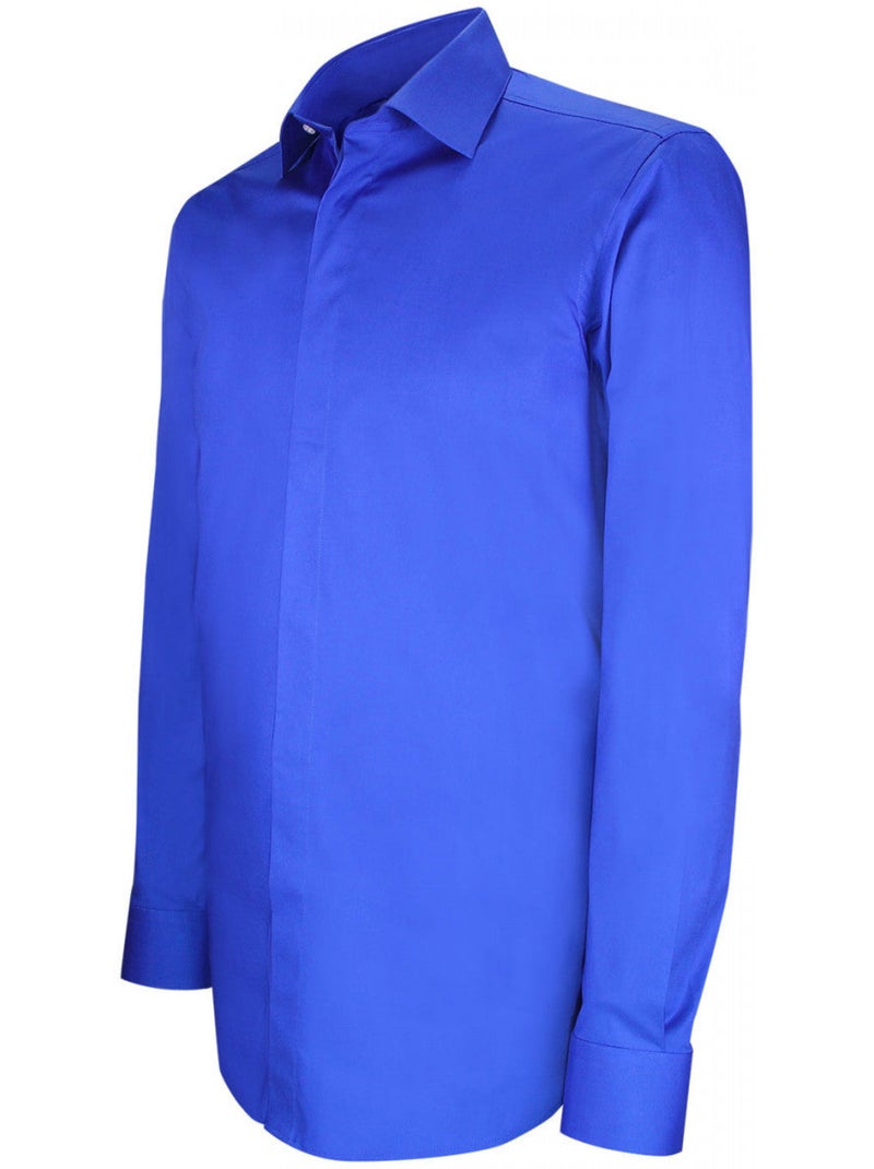 Chemise homme gorge cachée mode coupe cintrée RYAN Andrew Mac Allister Bleu - Kiabi