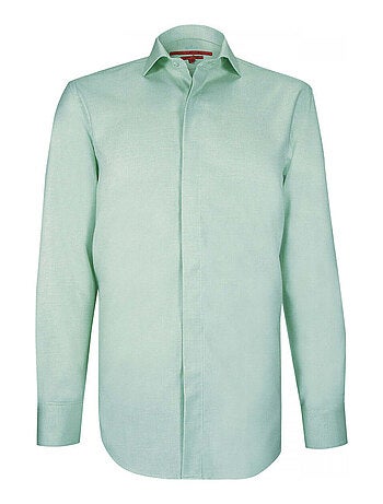 Chemise homme gorge cachée tissu armuré coupe cintrée CLASSGREEN Andrew Mac Allister Vert , 41