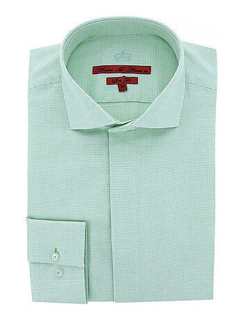 Chemise homme gorge cachée tissu armuré coupe cintrée CLASSGREEN Andrew Mac Allister Vert , 41