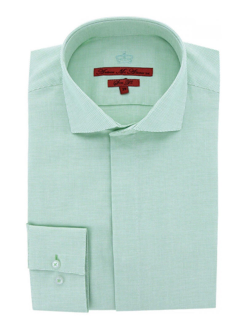 Chemise homme gorge cachée tissu armuré coupe cintrée CLASSGREEN Andrew Mac Allister Vert , 41 Vert - Kiabi
