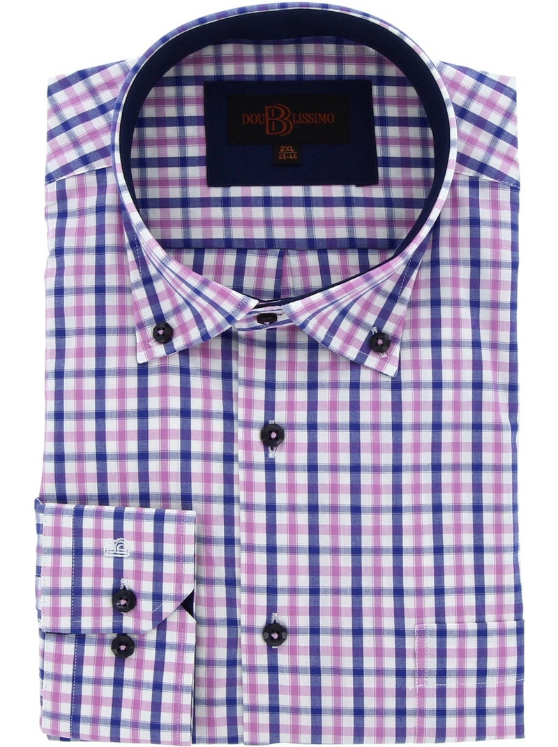 Chemise homme grande taille à carreaux coupe confort QUADROSA Doublissimo Bleu , Orange , 49,50 4XL Parme - Kiabi