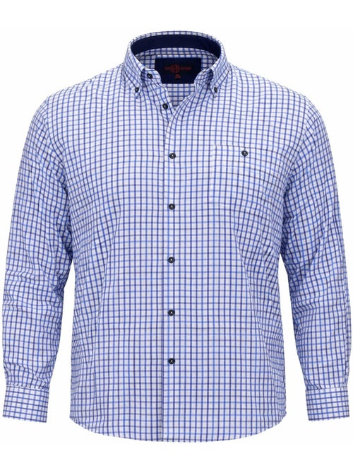 Chemise homme grande taille à carreaux vichy coupe large QUADRELA Doublissimo Bleu clair , 53,54 6XL - Kiabi