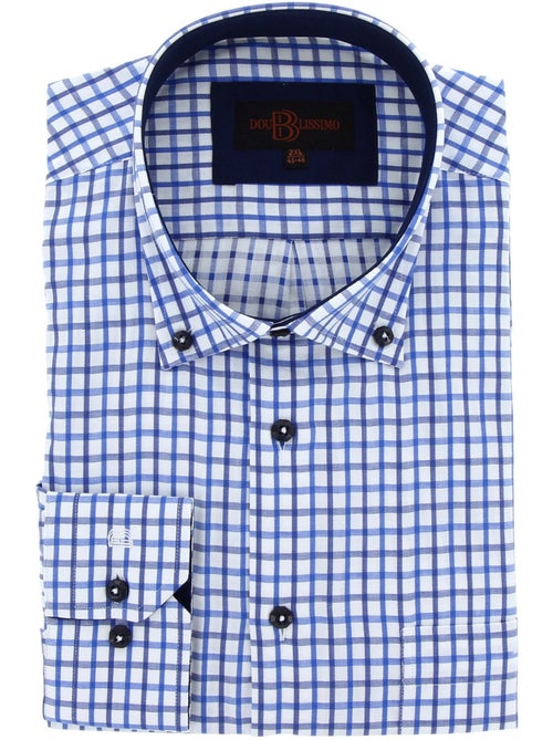 Chemise homme grande taille à carreaux vichy coupe large QUADRELA Doublissimo Bleu clair , 53,54 6XL - Kiabi