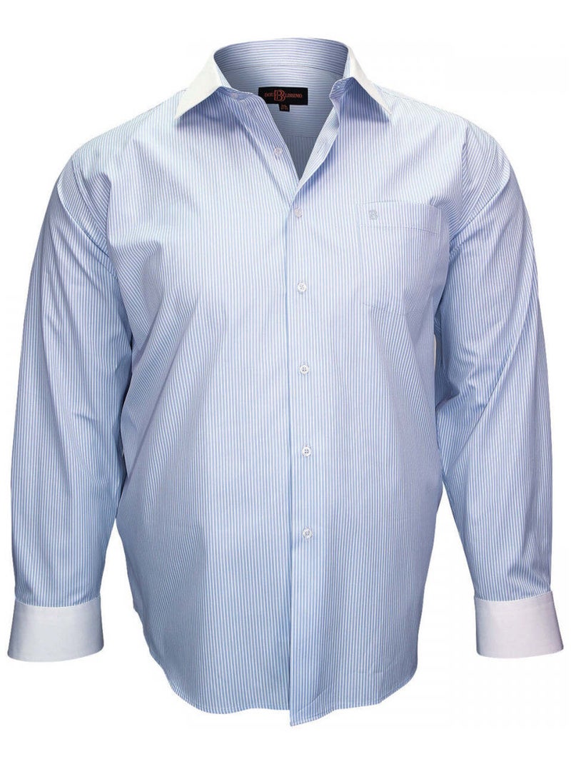 Chemise homme grande taille à col blanc coupe droite BUSINESS Doublissimo Bleu , 45,46 2XL Bleu - Kiabi