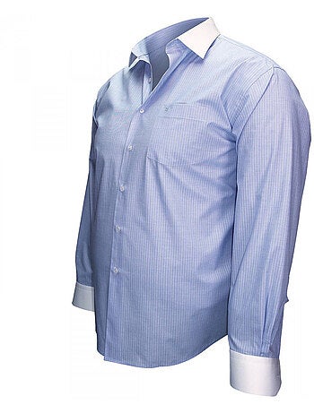 Chemise homme grande taille col noir coupe droite BUSINESS2 Doublissimo