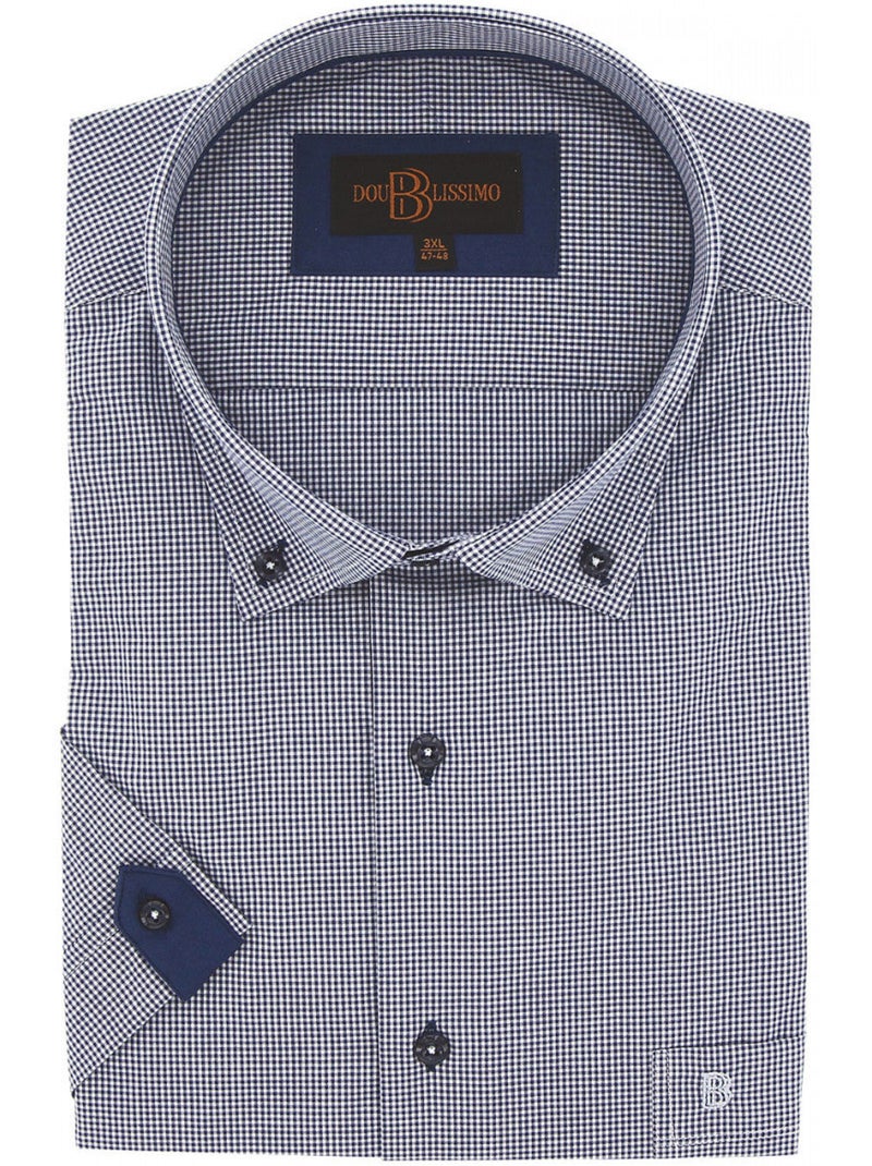 Chemise homme grande taille à motifs vichy coupe droite PIASTRE Doublissimo Bleu - Kiabi