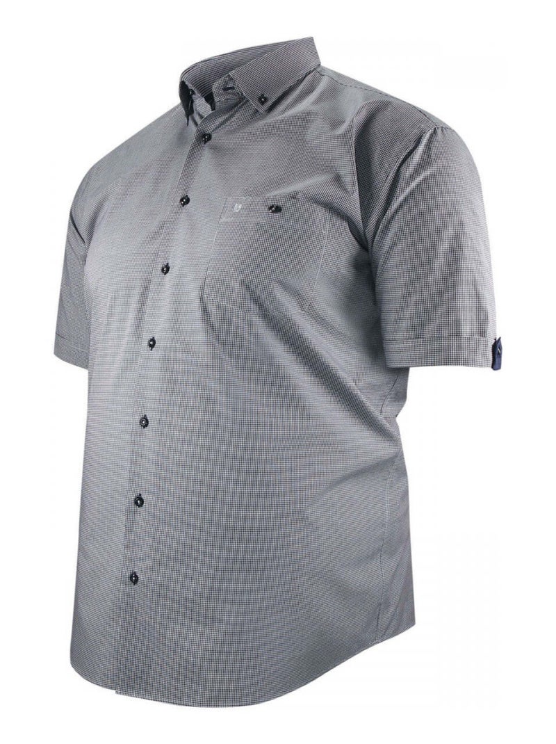 Chemise homme grande taille à motifs vichy coupe droite PIASTRE Doublissimo Noir - Kiabi